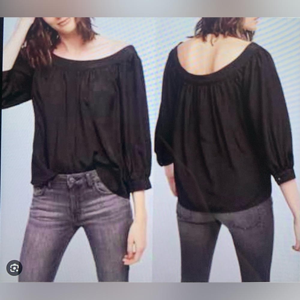Anthropologie Maeve Black Off-Shoulder Peasant Blouse